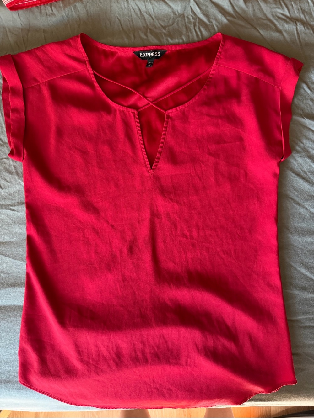 Express Bright red Cap Sleeve with Crisscross Detail
